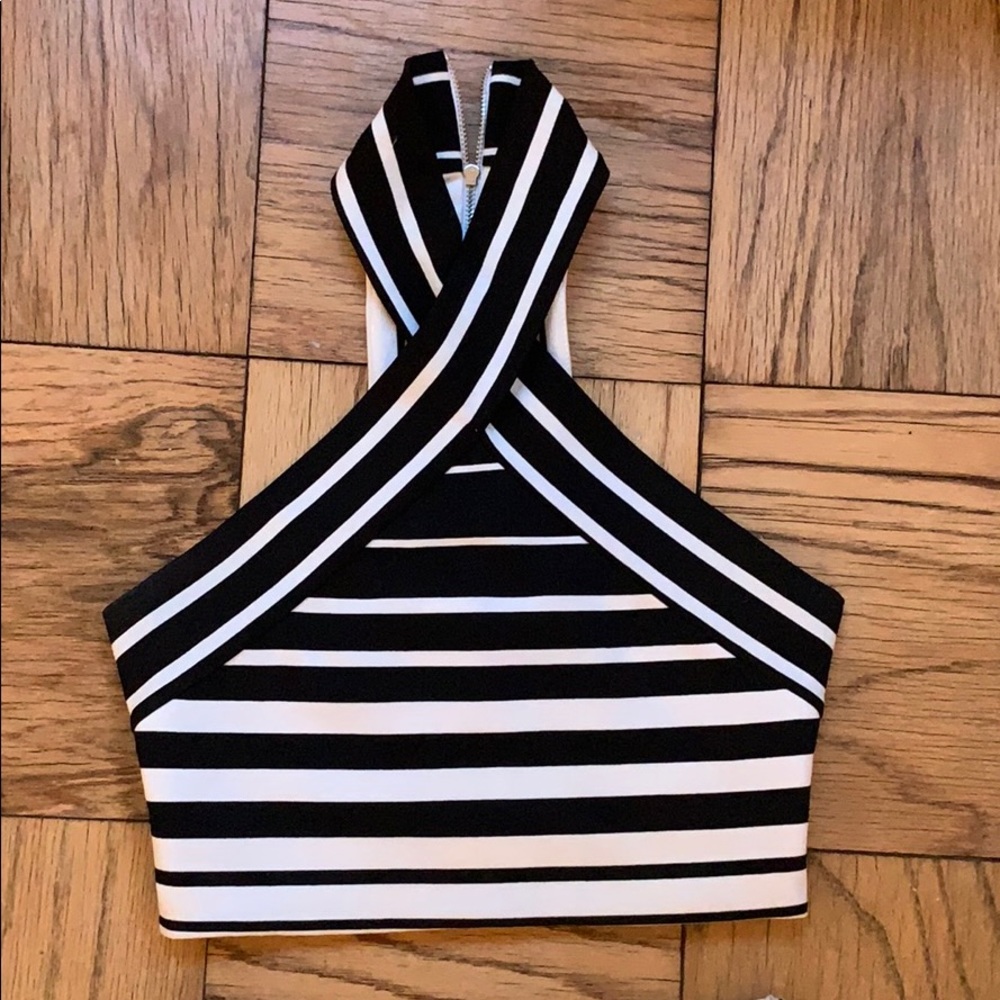 Striped skirt and shirt for going out at night